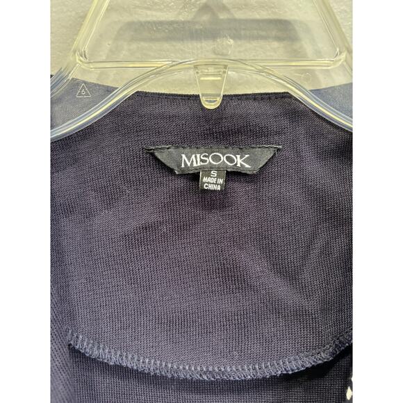 Misook Knit JAcket Cardigan Womens Size Smakk Navy Blue Longline Office Career - Picture 2 of 4